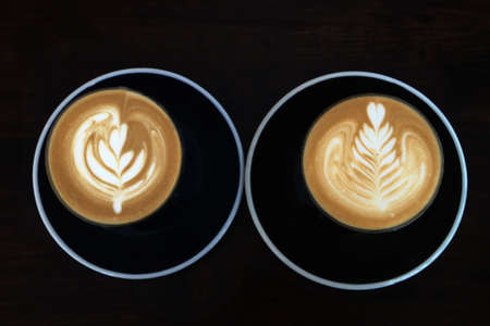 A cup of latte artの写真素材