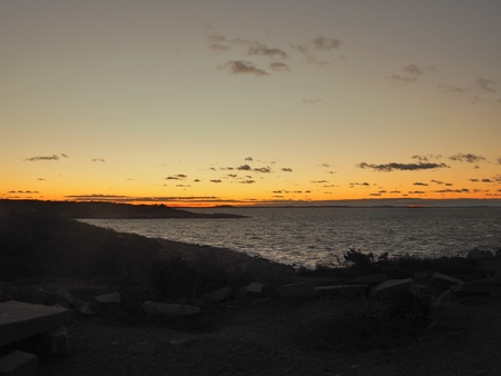 a sunset over the beachの写真素材