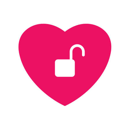 Heart with lock. Symbol of love and symbol of closed access. The concept of relationships, love, dating, information about a loved one, openness in social networks, accessibility. Vector illustrationのイラスト素材
