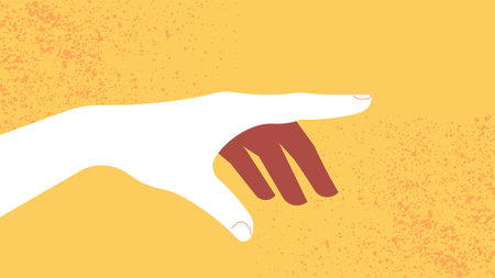 Forefinger hand gesture. White hand. A hand points a finger at something.のイラスト素材