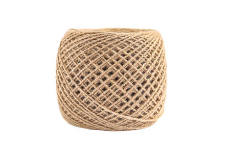 Spool of hemp rope isolated on white background