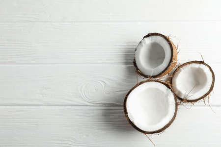 Tropical coconuts on white background, space for textの写真素材