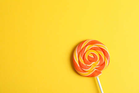 Sweet candy with space for text on color background, closeupの写真素材