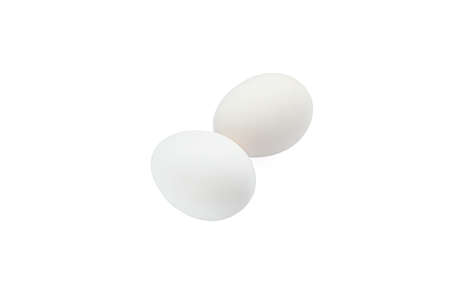 White chicken eggs isolated on white backgroundの写真素材