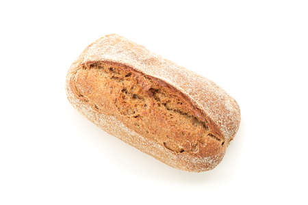 Wheat bread isolated on white background, top view. Bakery products