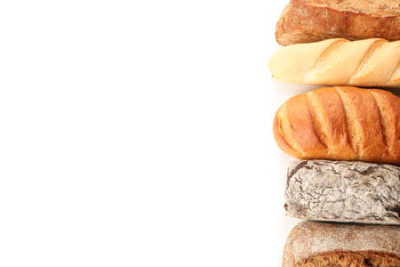 Bakery products isolated on white background, top view