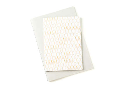 Notebooks isolated on white background, top view