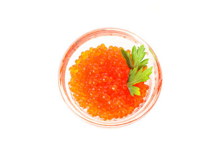 Glass jar with caviar isolated on white backgroundの写真素材
