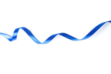 Blue ribbon isolated on white background. Gift conceptの写真素材