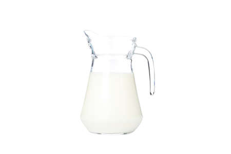 Jug with fresh milk isolated on white backgroundの写真素材