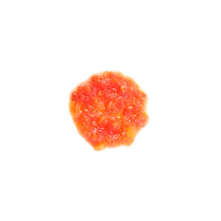 Red hot chili sauce spot isolated on white backgroundの写真素材