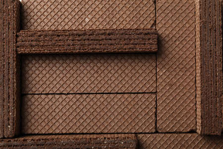 Sweet chocolate wafers texture background, close up