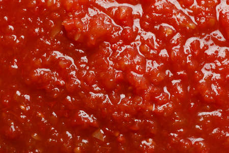 Chili sauce textured background, top view, closeup. Space for textの写真素材