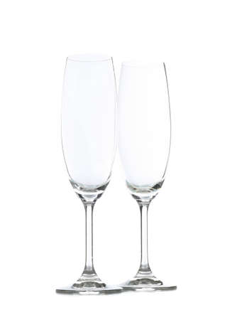 Champagne glasses isolated on white background. Kitchen, servingの写真素材