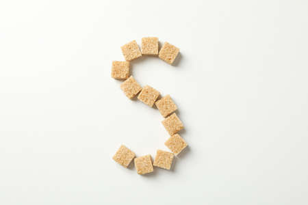 Letter S made of sugar cubes on white background, top viewの写真素材