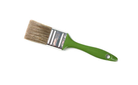 Green paint brush isolated on white background