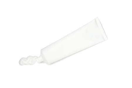 Blank tube with toothpaste isolated on white backgroundの写真素材