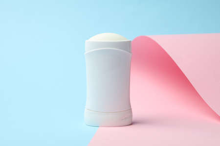 Body deodorant on two tone background, blank space for textの写真素材