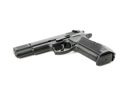 Black traumatic gun isolated on white background