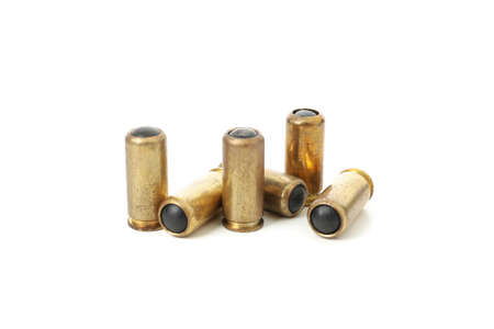 Rubber bullets isolated on white background. Self defense weapon