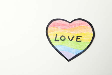 LGBT heart with text Love on white backgroundの写真素材