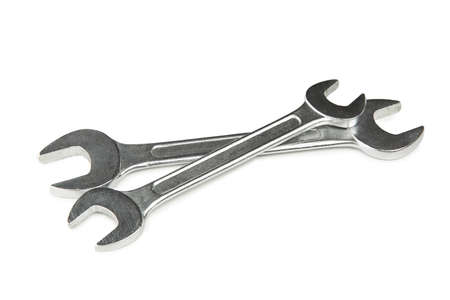 Two steel wrenches isolated on white background
