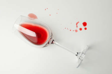 Glass of wine on white background, top viewの写真素材