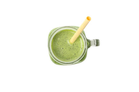 Smoothie of green vegetables isolated on white background