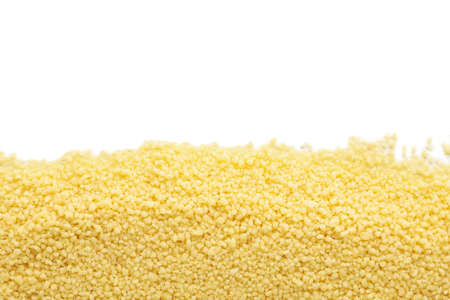 Raw fresh couscous isolated on white backgroundの写真素材