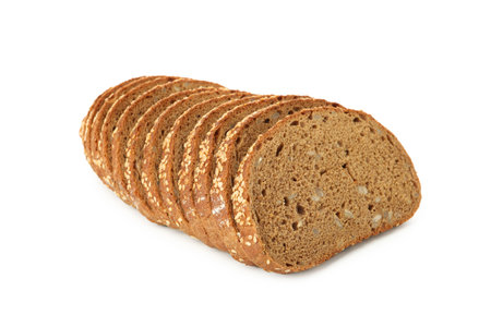 Sliced rye bread isolated on white background