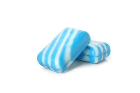 Pieces of natural soap isolated on white backgroundの写真素材