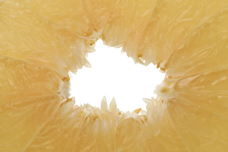 Ripe pomelo fruit isolated on white background, close upの写真素材