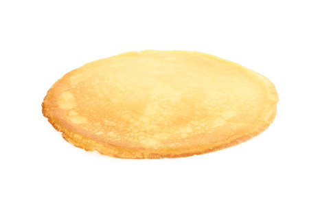 Tasty thin pancake isolated on white backgroundの写真素材