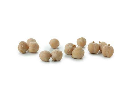 Fresh raw chickpea isolated on white backgroundの写真素材