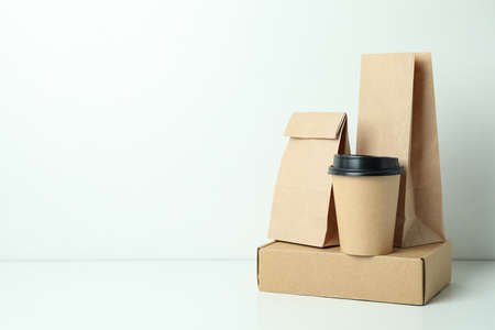 Delivery containers for takeaway food on white background