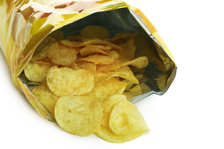 Bag with chips isolated on white background