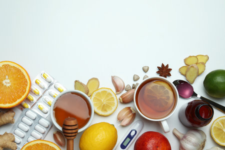Concept of alternative cold treatment, space for textの写真素材