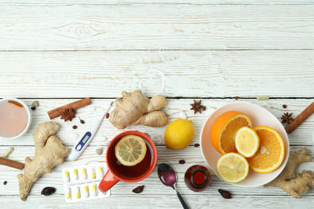 Concept of alternative cold treatment, space for textの写真素材