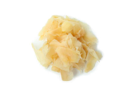 Pickled ginger slices isolated on white background