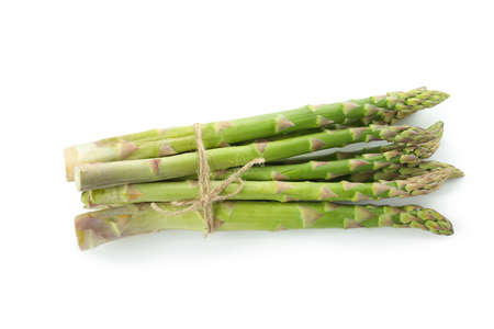 Fresh green asparagus isolated on white backgroundの写真素材