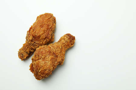 Tasty fried chicken on white background, close upの写真素材