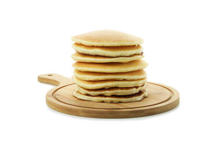 Stack of pancakes isolated on white backgroundの写真素材