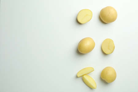 Tasty young potato on white background, top viewの写真素材