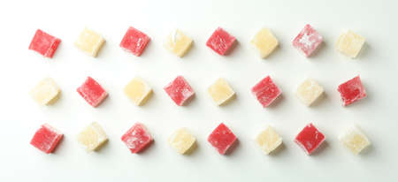 Delicious turkish delight on white background, top viewの写真素材