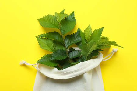 Eco friendly zero waste concept on yellow background