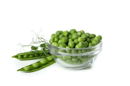 Fresh green pea isolated on white backgroundの写真素材