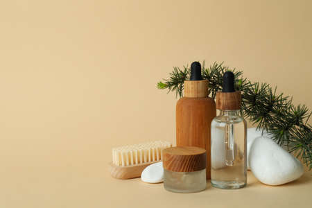 Eco friendly zero waste concept on beige backgroundの写真素材