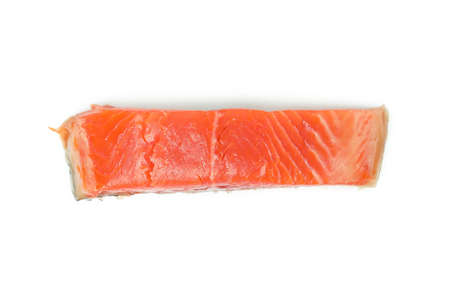 Fresh raw salmon isolated on white backgroundの写真素材