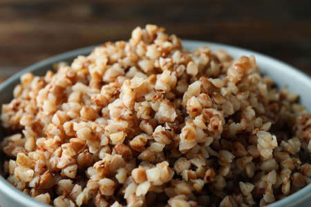 Concept of tasty eating with buckwheat, close upの写真素材