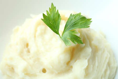 Tasty fresh mashed potatoes puree, close up